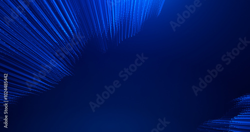 Abstract technological blue background with bright stripes or lines of particles. Futuristic concept. connection visualization.