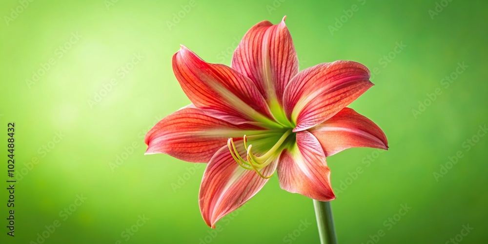 Macro photo of Amaryllis Cherry Nymph flower on green background Macro photo of Amaryllis Cherry Nymph flower on green background