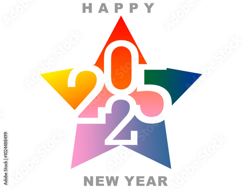 Happy new year 2025 design. With colorful truncated number illustrations. Premium vector design for poster, banner, greeting and new year 