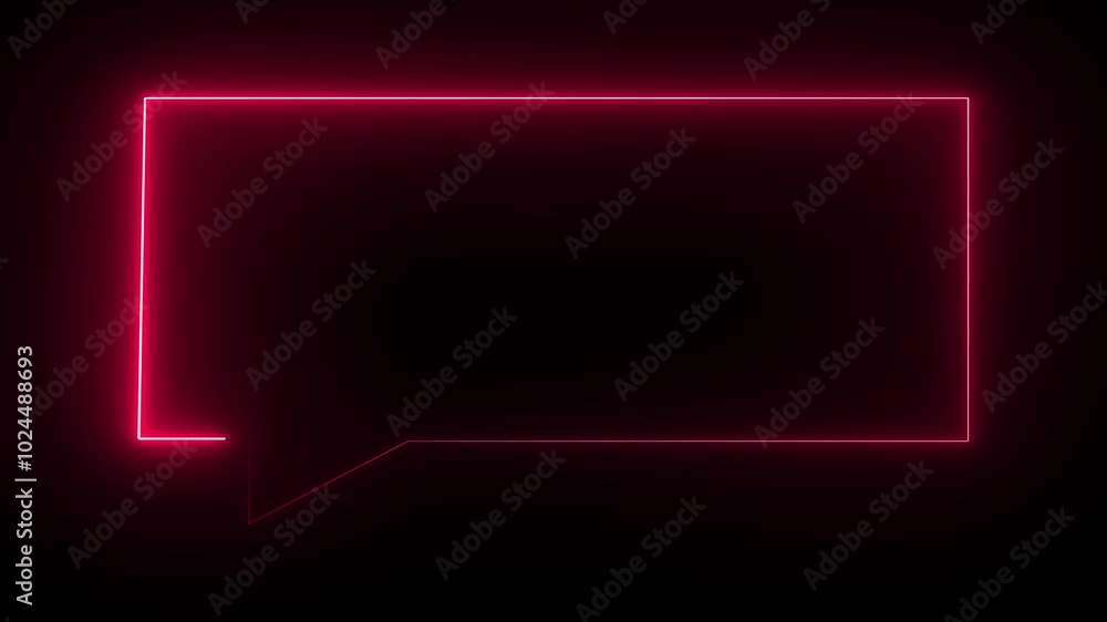 animation rectangle Massage icon. neon line red color on a black background. animation rectangle Massage icon. neon line red color on a black background.
