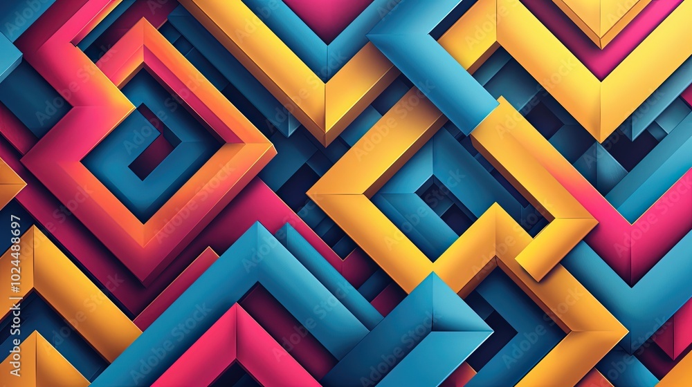An Intricate Maze of Colorful Geometric Shapes in Dynamic Layers and Patterns An Intricate Maze of Colorful Geometric Shapes in Dynamic Layers and Patterns