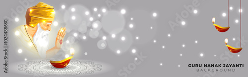 Vector illustration of Guru Nanak Gurpurab social media template