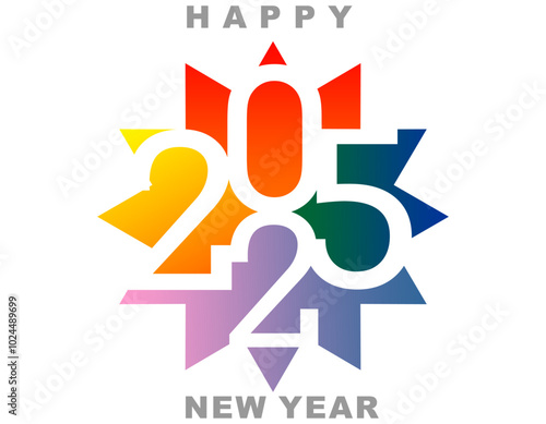 Happy new year 2025 design. With colorful truncated number illustrations. Premium vector design for poster, banner, greeting and new year 