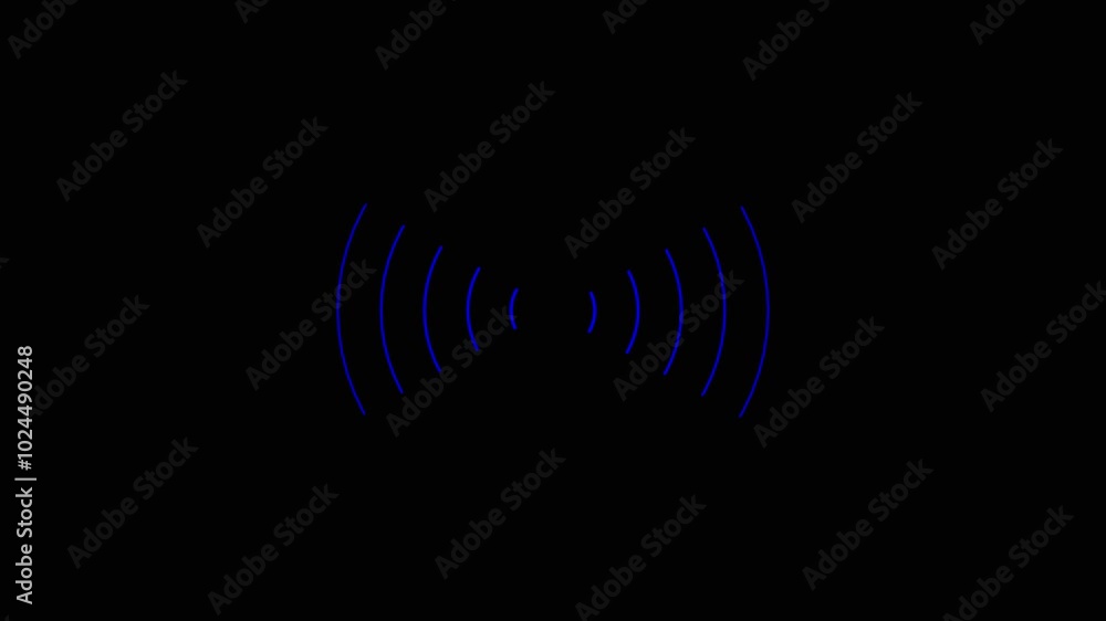 light wave radio diffusion. Digital radio waves animation. blue color radio wave with black background light wave radio diffusion. Digital radio waves animation. blue color radio wave with black background