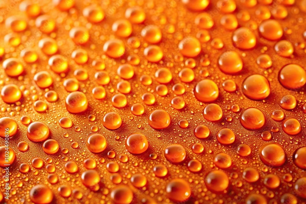 Macro photography of water drops on an abstract orange background Macro photography of water drops on an abstract orange background