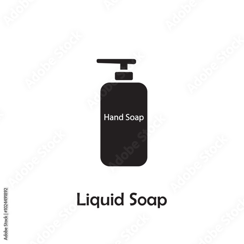 Simple liquid soap icon vector isolated on white background in silhouette style. Bathroom accessories. Icon for web design, tag, label.