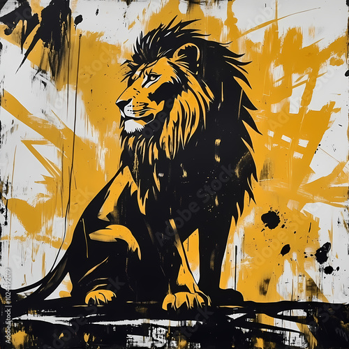 lion on the background of the sun