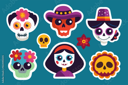 Dia de los muertos sticker collection celebrates mexican tradition and culture