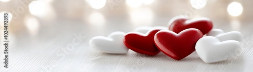 Hearts on a rustic table, simple expression of love and affection  photo