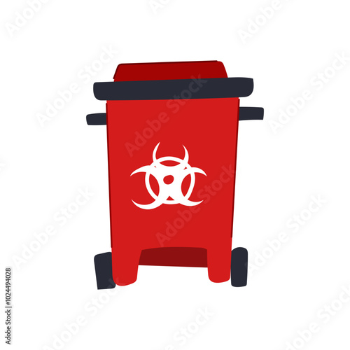 safety medical waste bin cartoon. biohazard sharps, management environment, regulation compliance safety medical waste bin sign. isolated symbol vector illustration