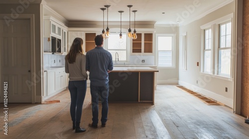 Couple Standing in an Unfinished Kitchen with a View of a Window