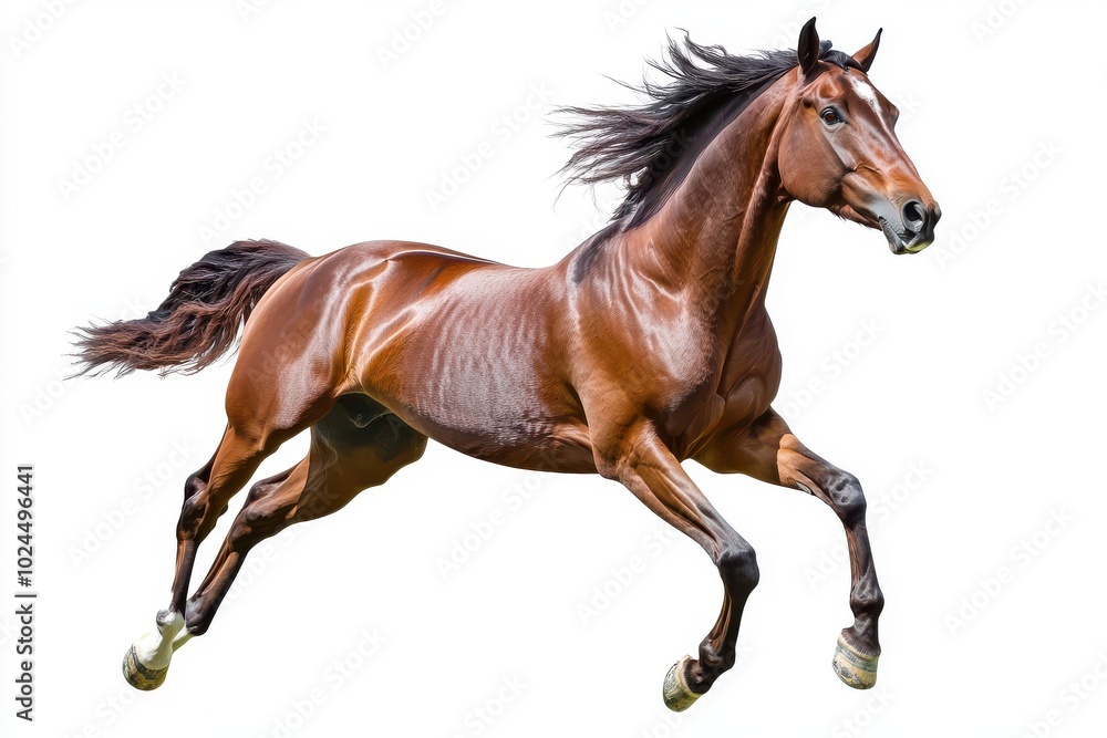 Bay sport horse isolated on white background Bay sport horse isolated on white background