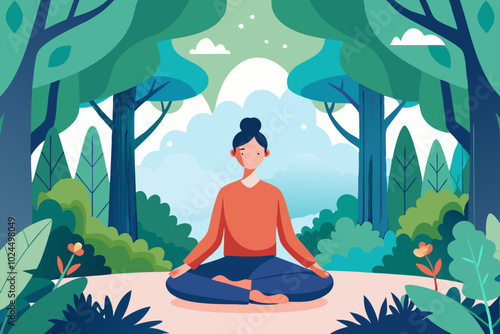 Mindfulness and nature immersion in a serene forest setting