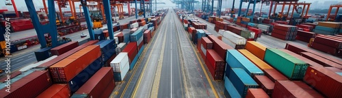 Imposing row of shipping containers highlights global trade and logistics numerous