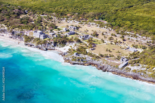 Wallpaper Mural Aerial view of the mayan ruins on the beach, Tulum, Mexico Torontodigital.ca