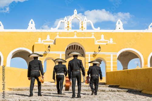 Traditional Mariachi group in Izamal, Yucatan, Mexico photo