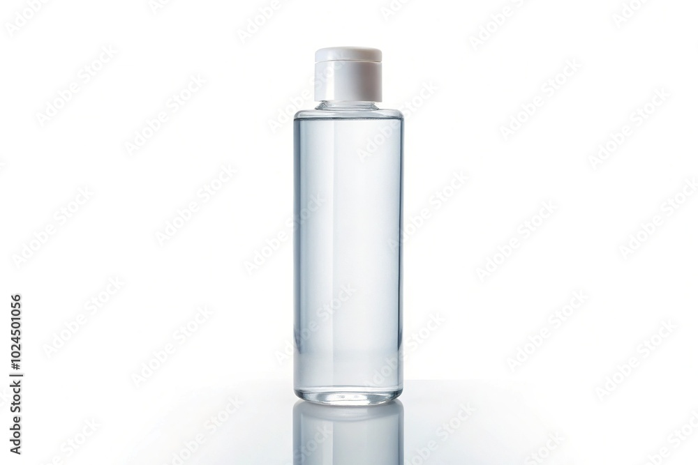 Macro shot of micellar water on isolated white background Macro shot of micellar water on isolated white background