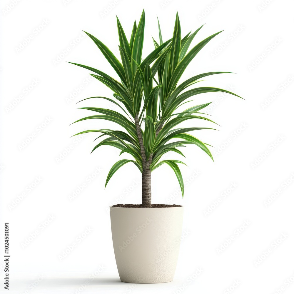 Dracaena palm plant in pot isolated on white background Dracaena palm plant in pot isolated on white background