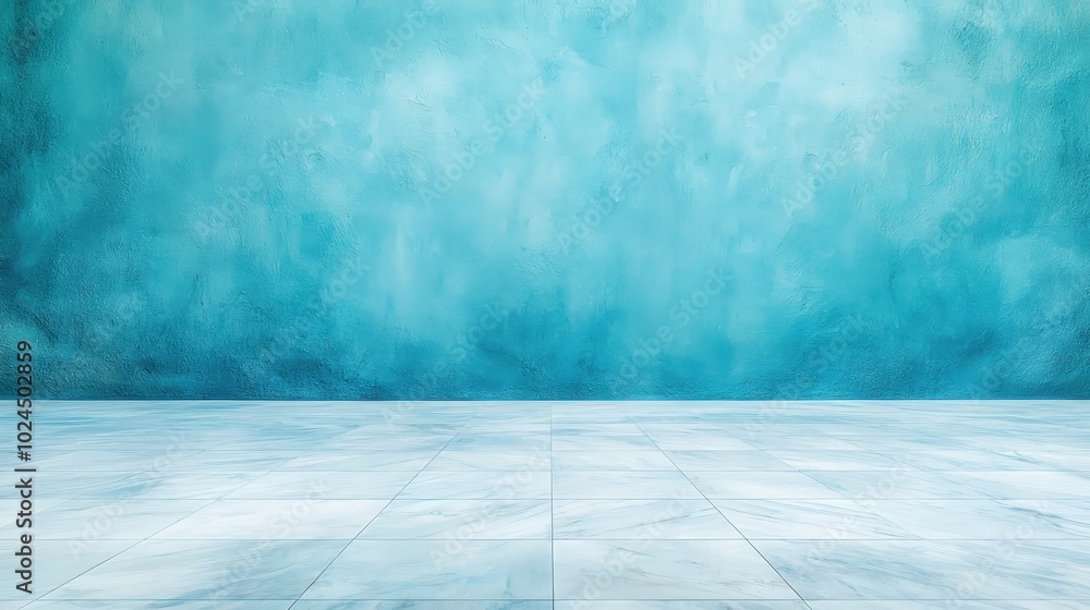 A blue wall with a white floor A blue wall with a white floor