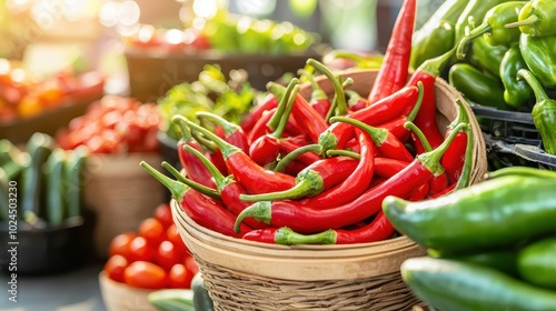 Spice Up Your Life: Vibrant Farmer's Market Chilli Stall Celebrating Vegetarian Eating