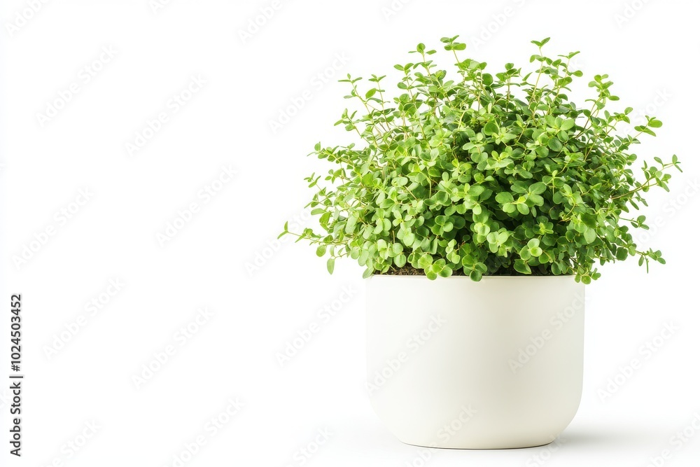 Green plant in white pot isolated on white background Green plant in white pot isolated on white background