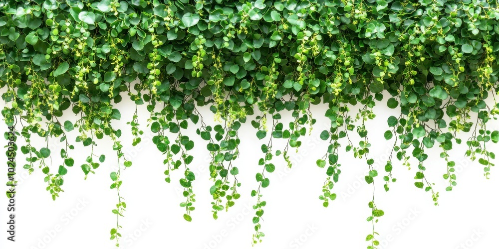 Green succulent leaves hanging vines ivy bush climbing epiphytic plant (Dischidia sp.) after rain Green succulent leaves hanging vines ivy bush climbing epiphytic plant (Dischidia sp.) after rain