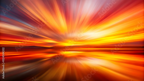 Sunrise Burst: A captivating abstract image capturing the raw energy and vibrancy of a sunrise over a tranquil body of water. The colors burst forth in a radiant symphony of orange, red, and yellow.