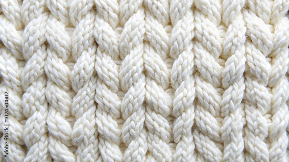 Macro shot of white knitted fabric with detailed stitch pattern and texture Macro shot of white knitted fabric with detailed stitch pattern and texture