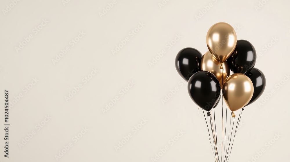 Festive Elegance: Floating Balloons in Black and Gold Festive Elegance: Floating Balloons in Black and Gold