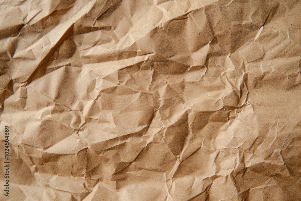 Crumpled brown kraft paper texture. Abstract material photography for design and print backgrounds. Crumpled brown kraft paper texture. Abstract material photography for design and print backgrounds.