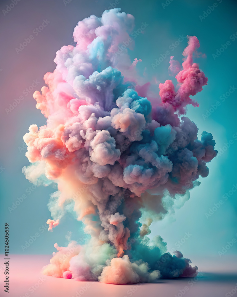 Fototapeta premium Pastel Dream: A mesmerizing swirl of vibrant color explodes in a captivating abstract art image, evoking a sense of fantasy, dreaminess, and boundless creativity. 