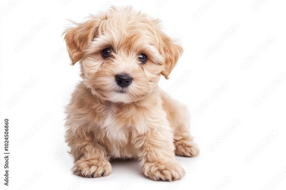 puppy of Maltipoo dog posing isolated over white background puppy of Maltipoo dog posing isolated over white background