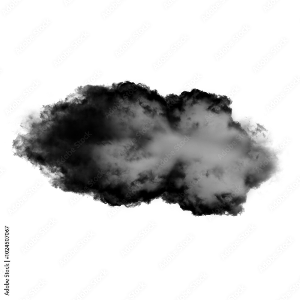 Black smoky cloud shape over white background Black smoky cloud shape over white background