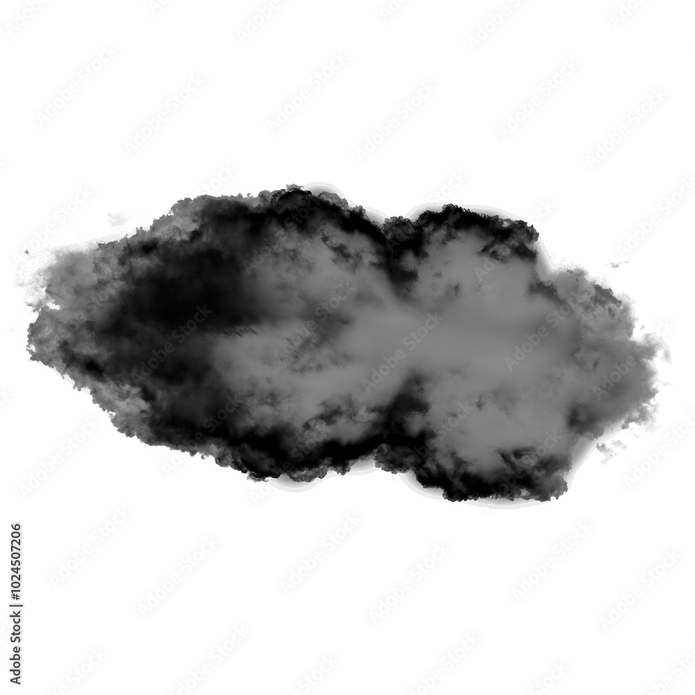 Black cloud of smoke shape over white background Black cloud of smoke shape over white background