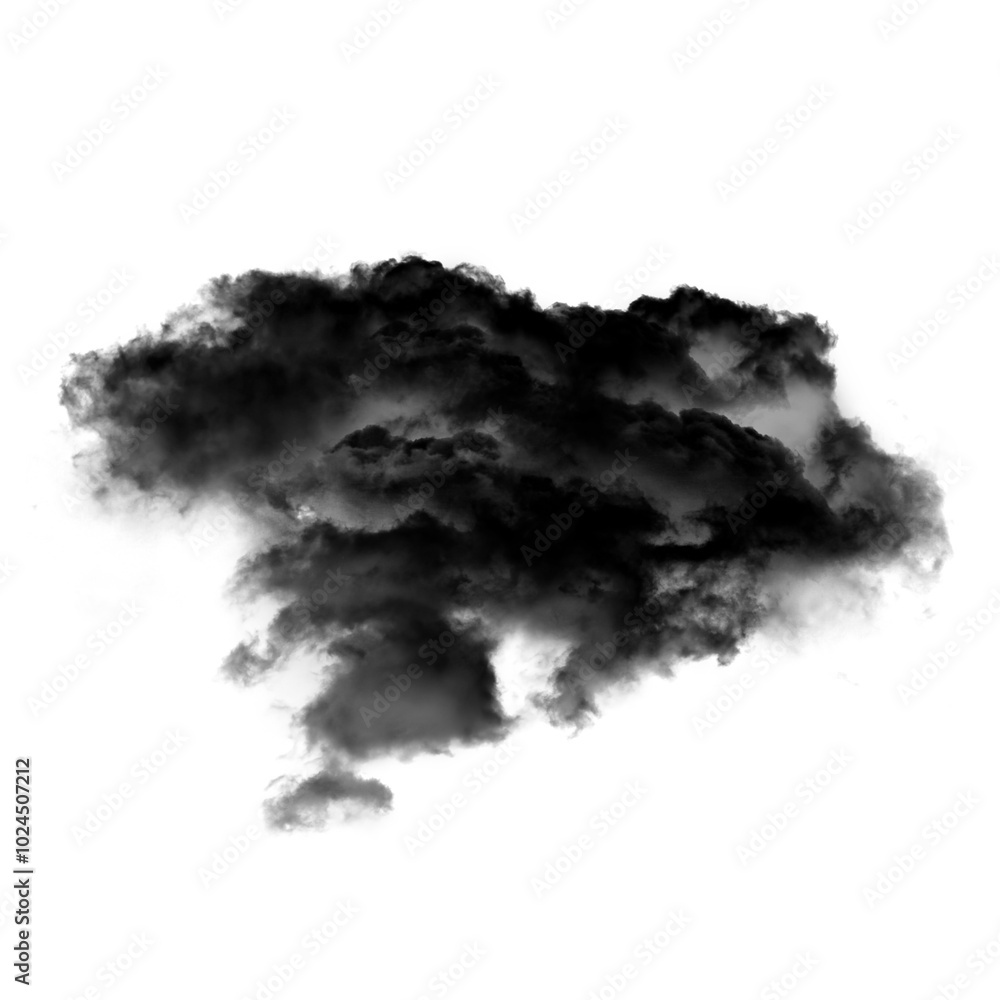 Black cloud of smoke shape over white background Black cloud of smoke shape over white background
