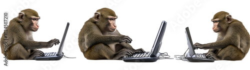 Monkey with computer nuresery watercolor photo