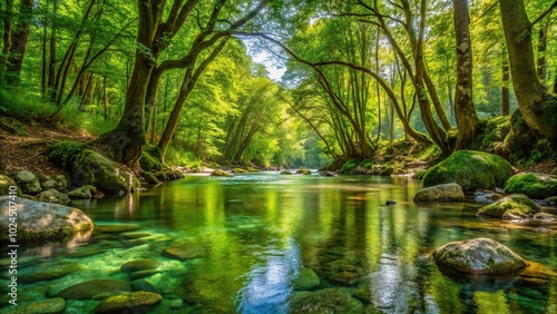 Macro Tusciano river forest scenery in Cilento