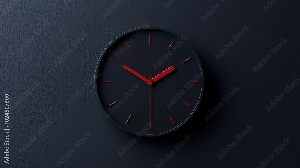 Minimalist Black and Red Modern Wall Clock Minimalist Black and Red Modern Wall Clock