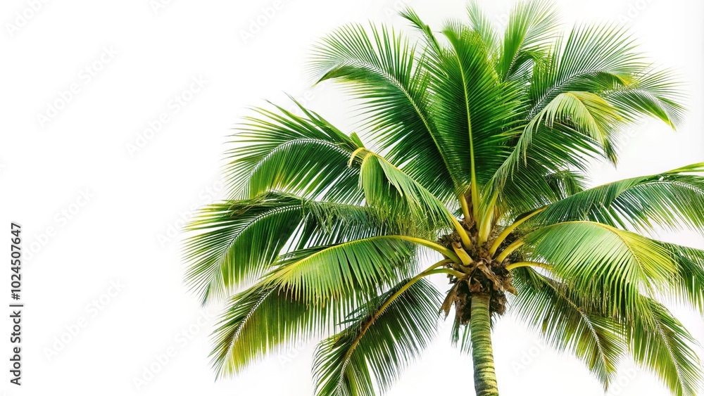 Macro view of isolated coconut tree on white background Macro view of isolated coconut tree on white background
