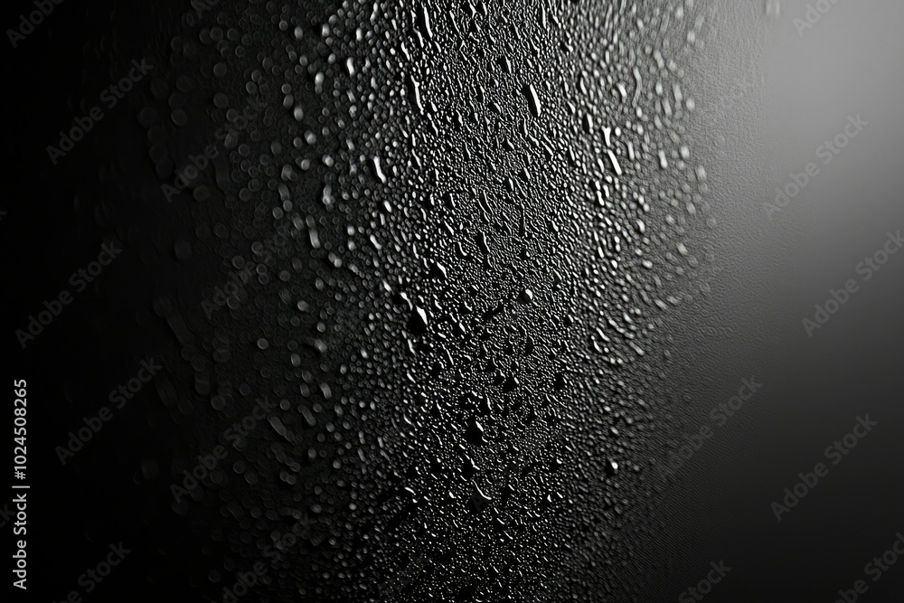Obraz premium Water Droplets on a Black Surface