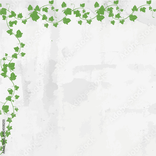 白壁に蔦の葉のイラスト