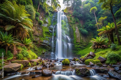 Macro waterfall in the forest Erskine Falls Victoria photo