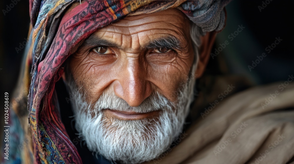Portrait of an old man in Islam, wearing traditional attire Portrait of an old man in Islam, wearing traditional attire