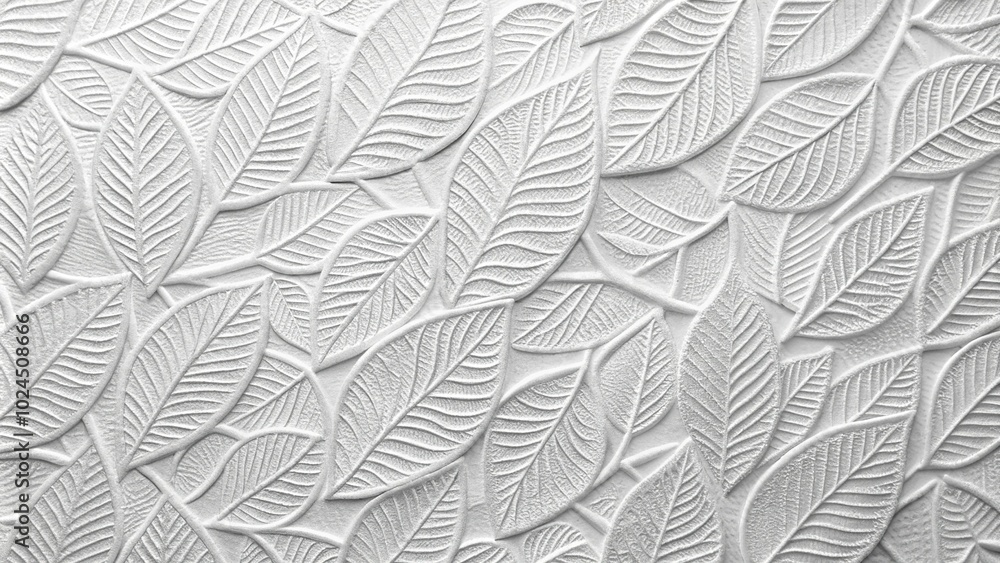 Fototapeta premium Macro white texture background with leaves pattern