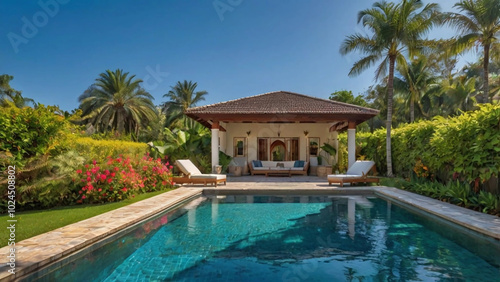 Luxury home swimming pool, generative ai	
