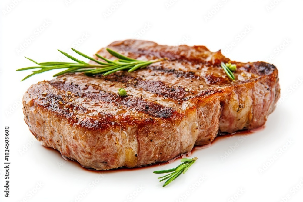 Steak fried piece of pork or beef meat on a white background Steak fried piece of pork or beef meat on a white background