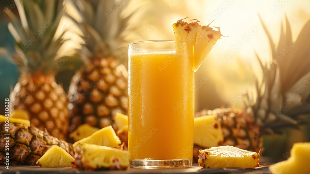 Freshly Squeezed Pineapple Juice in a Glass Freshly Squeezed Pineapple Juice in a Glass