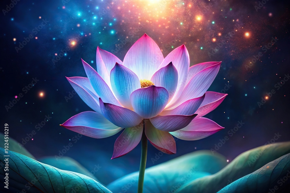 Magical glowing lotus flower at night Magical glowing lotus flower at night