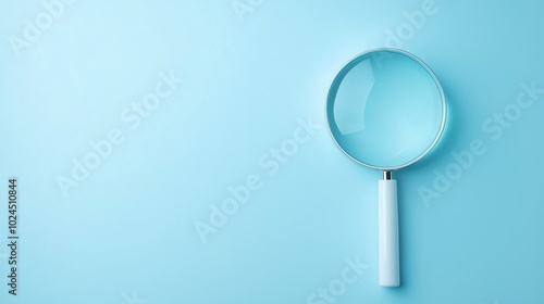 Minimalist White Magnifying Glass with Cylindrical Handle on Light Blue Background