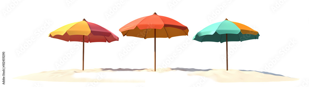 Obraz premium Beach umbrella with Deckchair side view full length